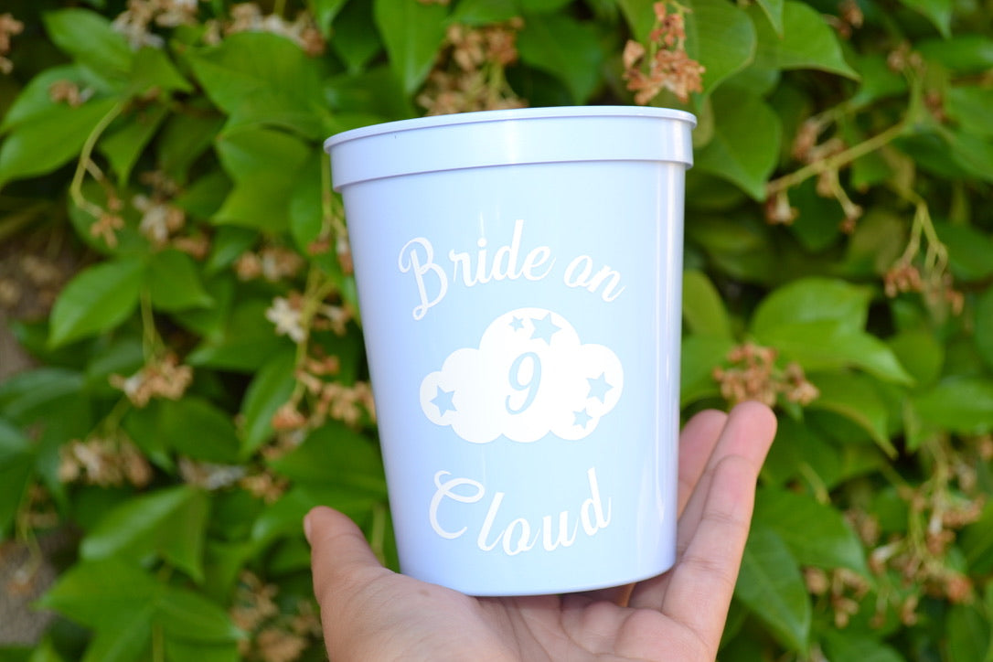 Bride on Cloud 9 bachelorette or bridal shower Party Cups