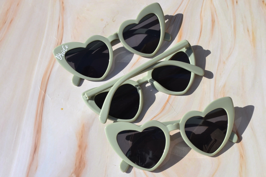 Sage Green Heart Sunglasses