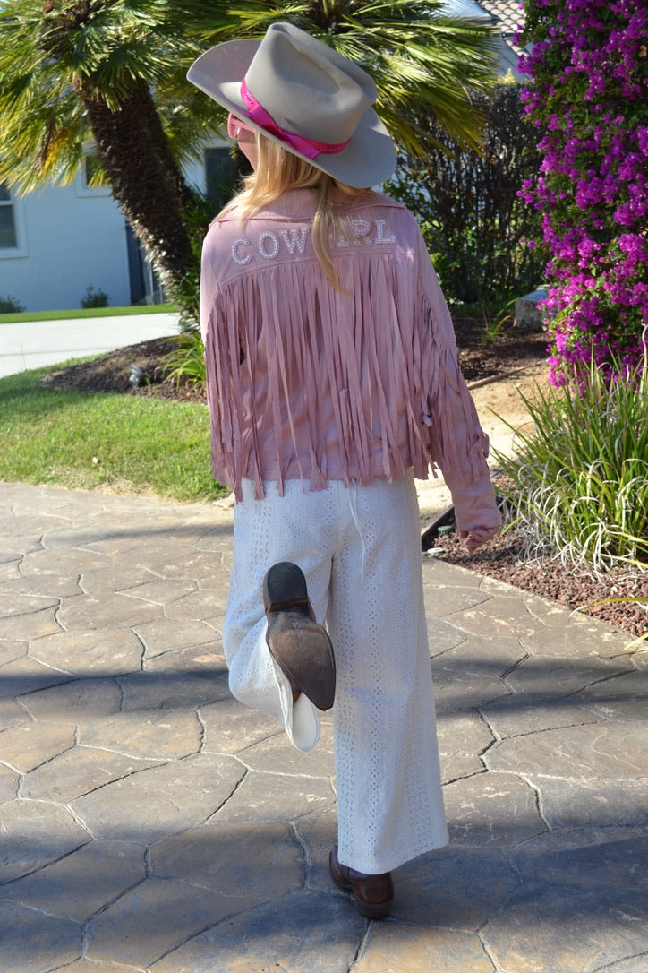 Custom Suede Pink Fringe Jacket