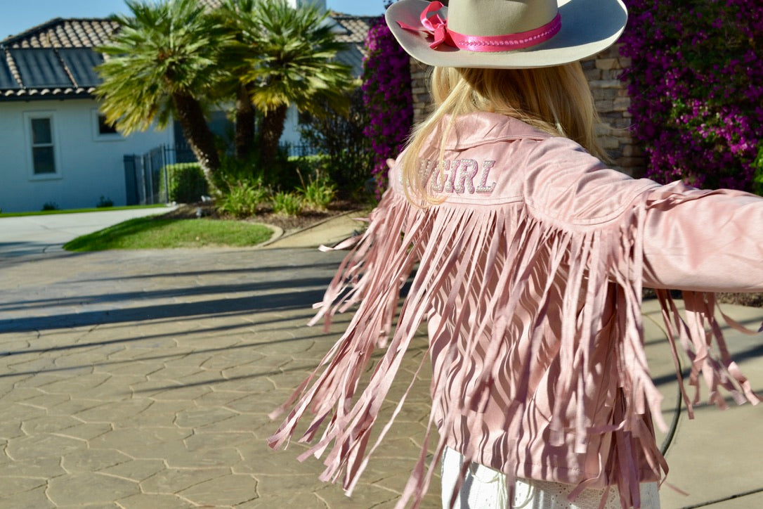 Custom Suede Pink Fringe Jacket