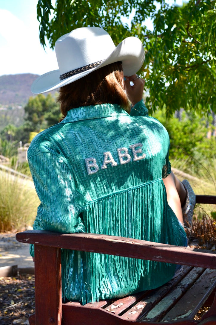 Custom Teal Sequin Jacket