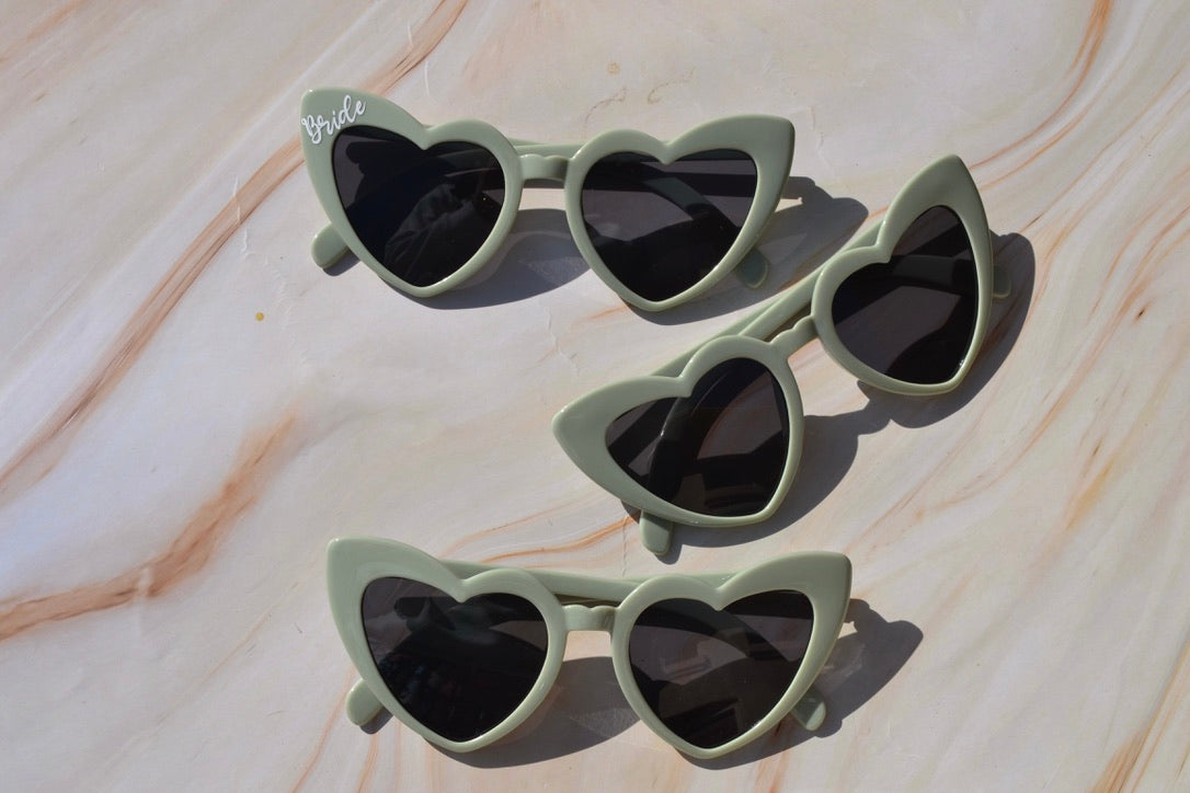 Sage green heart sunglasses