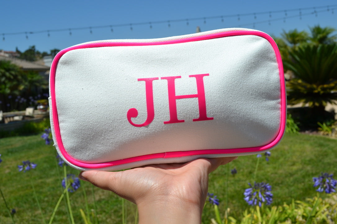 Custom Canvas Makeup Bag, Monogram Makeup Bag