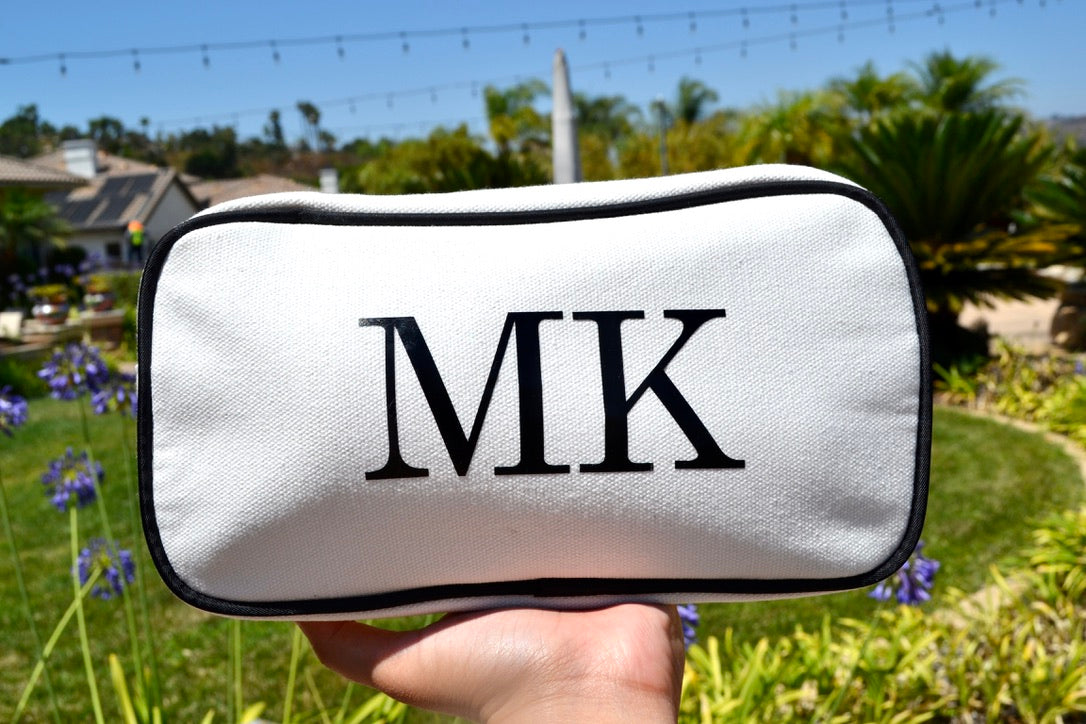 Custom Canvas Makeup Bag, Monogram Makeup Bag