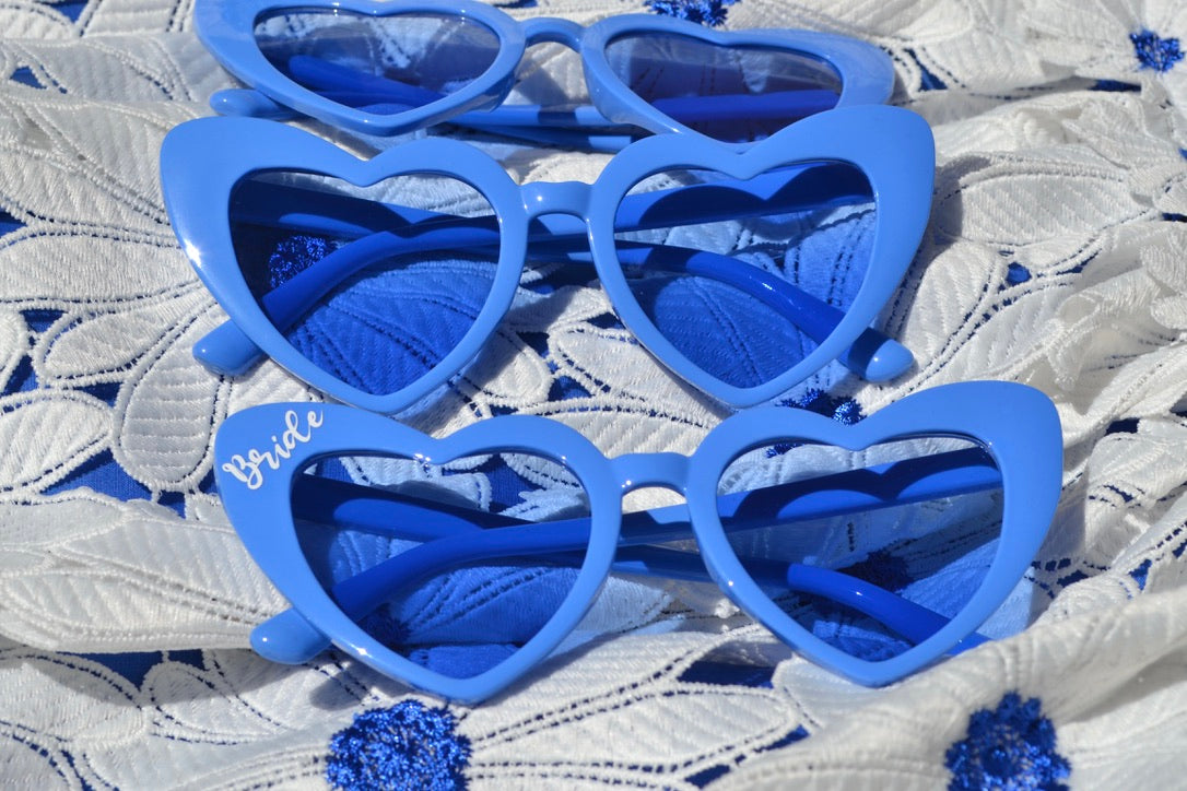 Blue Heart Sunglasses with Blue Lenses