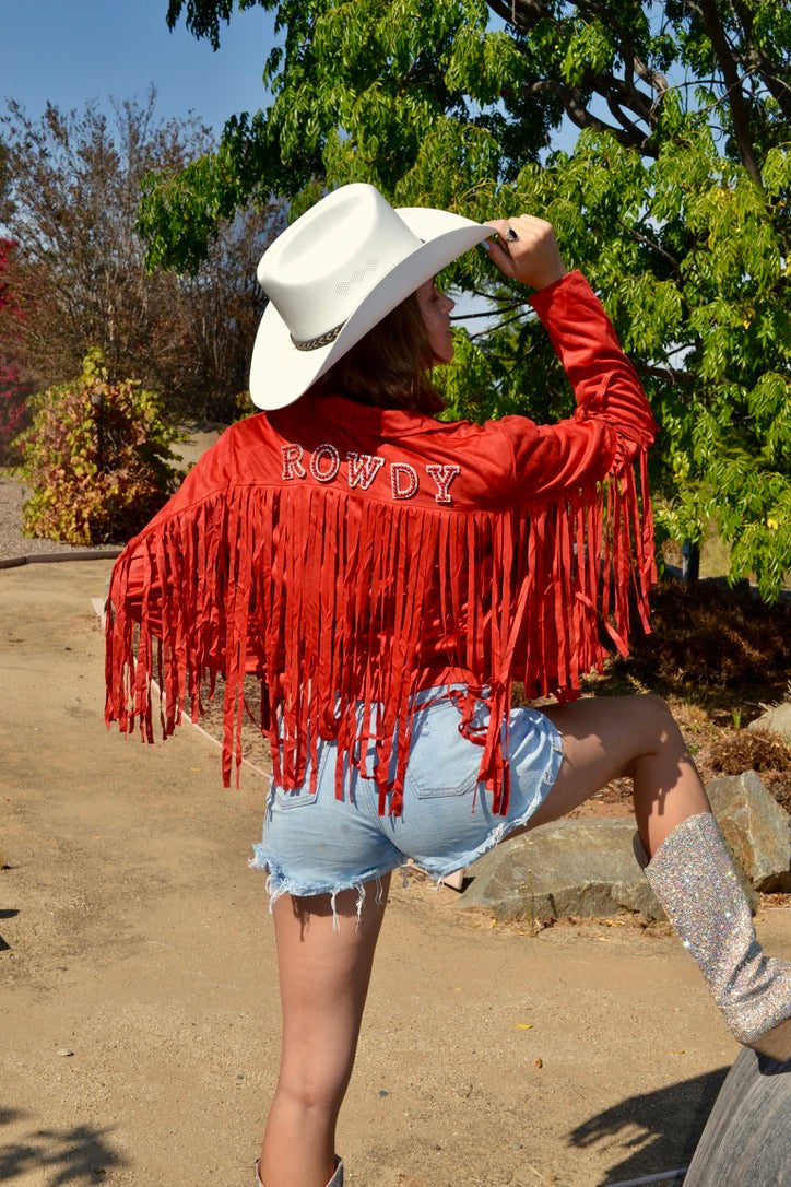 Custom Suede Red Fringe Jacket