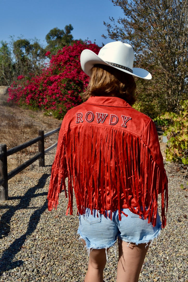 Custom Suede Red Fringe Jacket