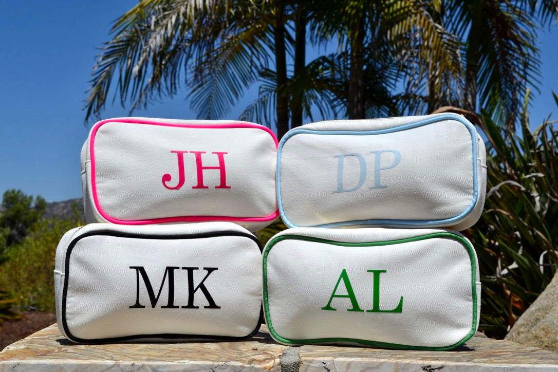 Custom Canvas Makeup Bag, Monogram Makeup Bag