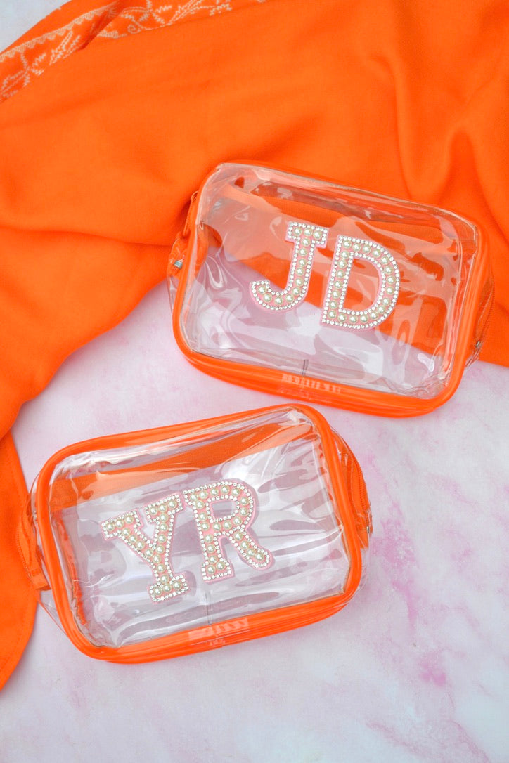 Orange Veuve Before Vows Personalized Makeup Bag, Aperol Spritz Bachelorette Wet Bikini bag, Veuve Party Favors, Recovery Kit, Swimsuit Bag