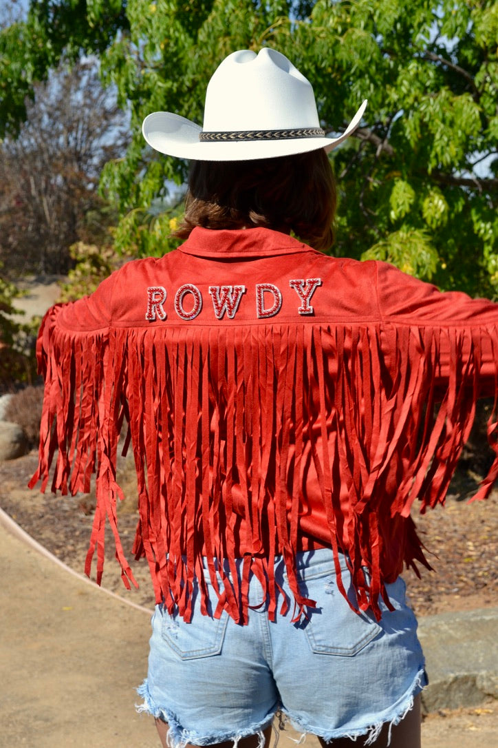 Custom Suede Red Fringe Jacket