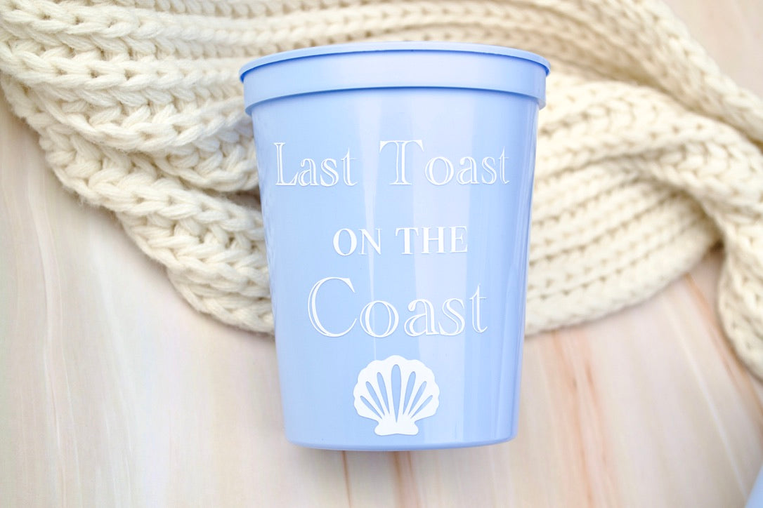 Blue Last Toast on the Coast Bachelorette Party or Bridal Shower Cups