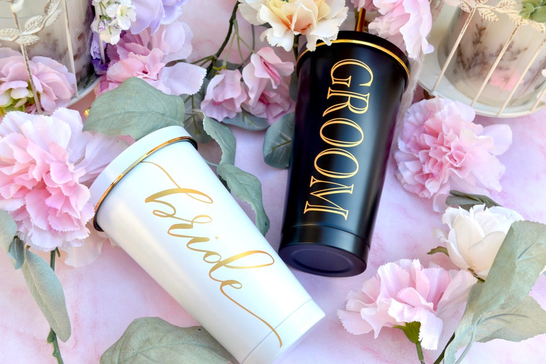 Bride and Groom Tumbler Engagement Gift