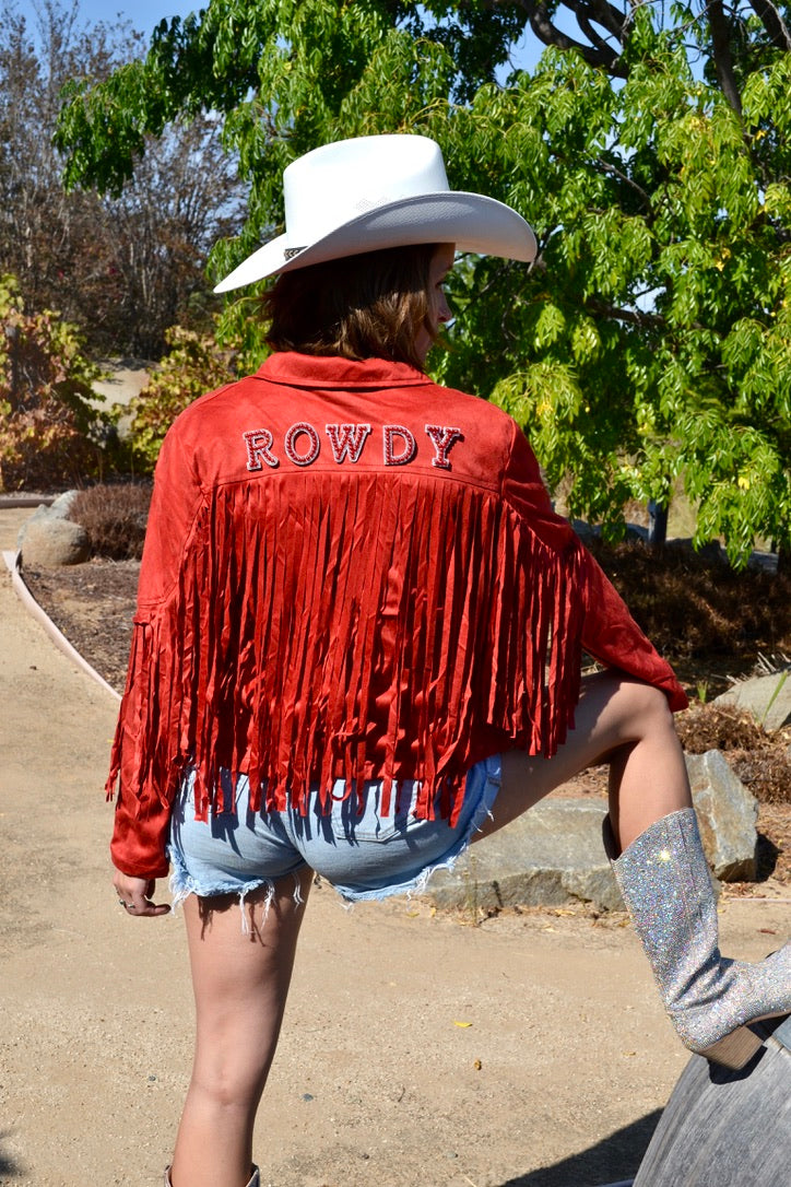 Custom Suede Red Fringe Jacket