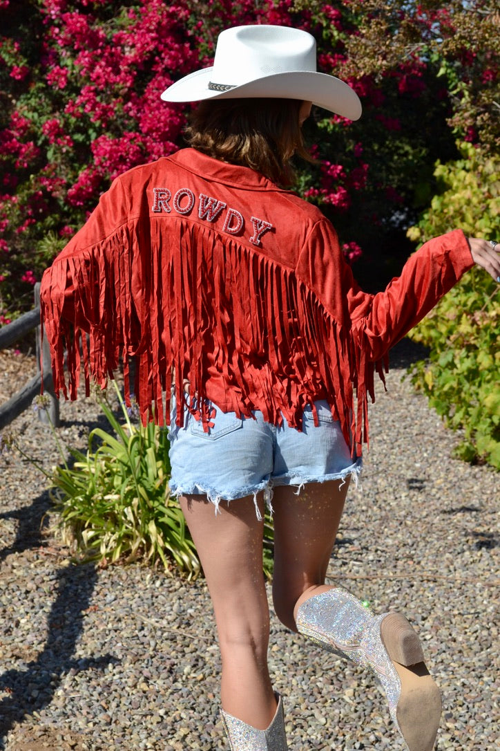 Custom Suede Red Fringe Jacket