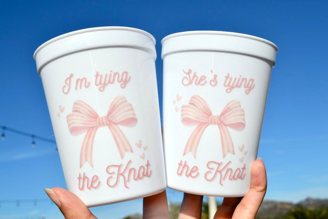 She's tying the knot cups