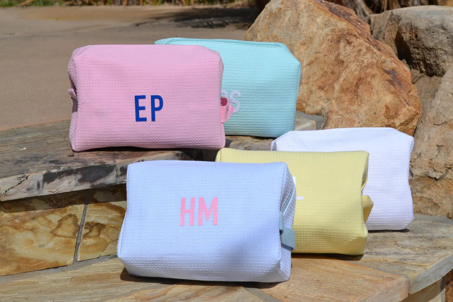 Custom Monogram Waffle Makeup Bag Bridesmaids