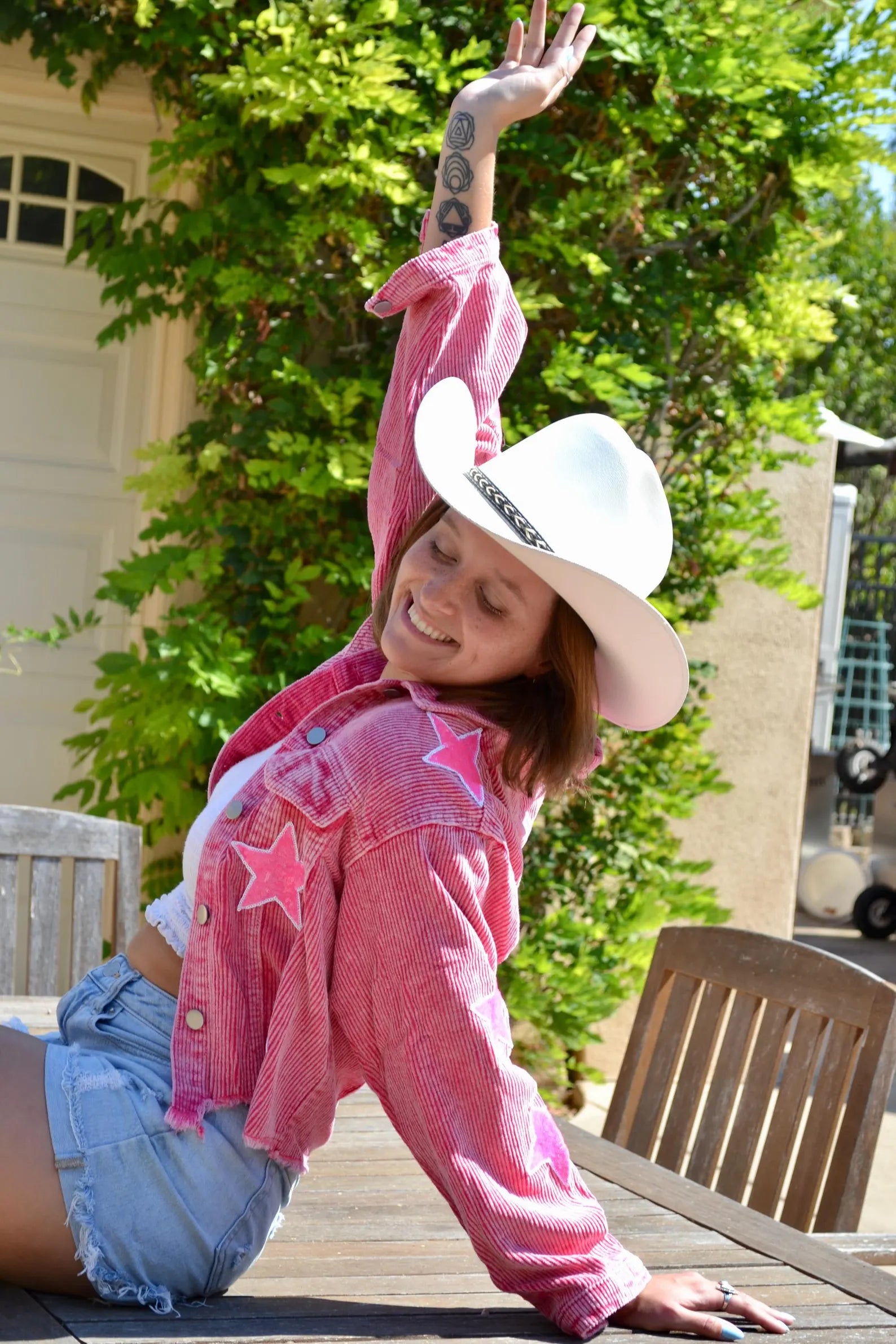 Custom Pink Corduroy Cowgirl Star Jacket