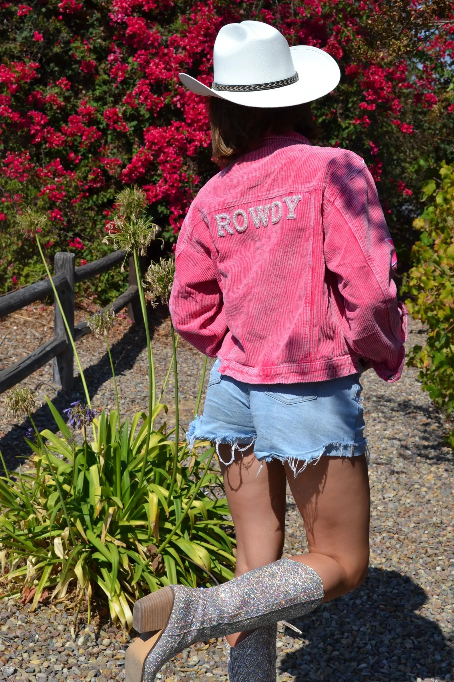 Custom Pink Corduroy Cowgirl Star Jacket