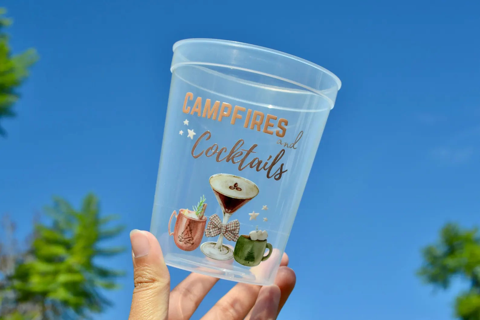 Campfires and Cocktails Party Cups