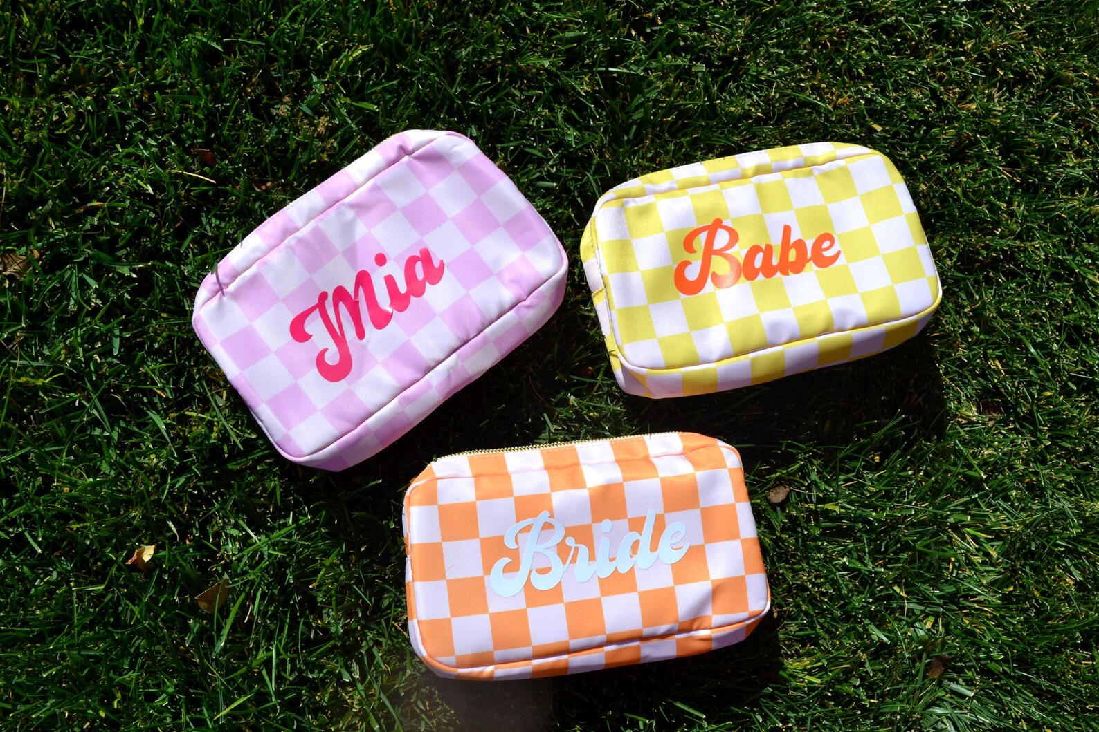 Custom Waterproof Checkered Makeup Bag