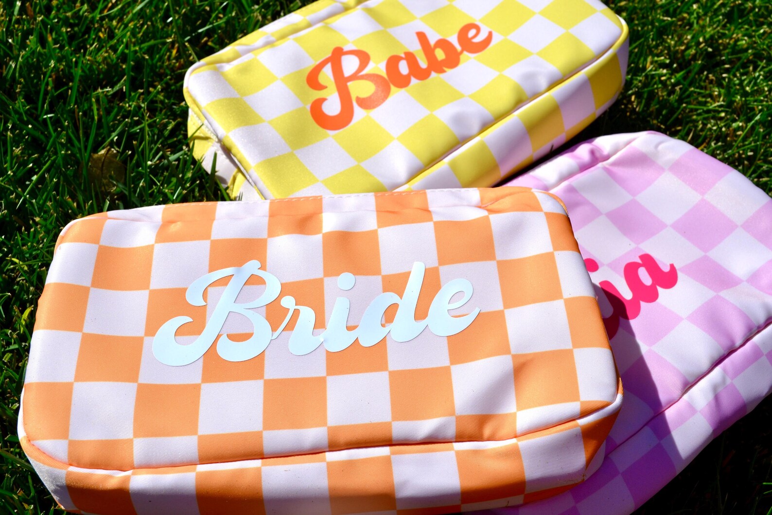 Custom Waterproof Checkered Makeup Bag