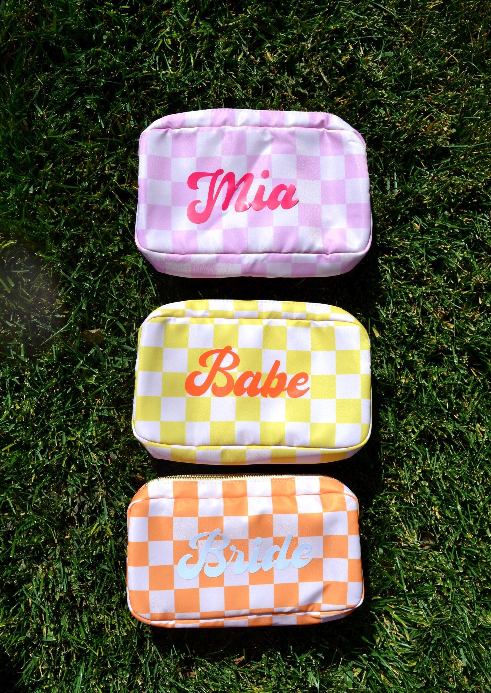 Custom Waterproof Checkered Makeup Bag