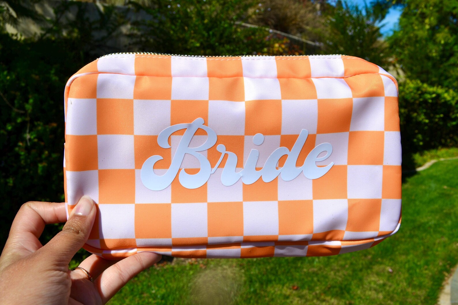 Custom Waterproof Checkered Makeup Bag