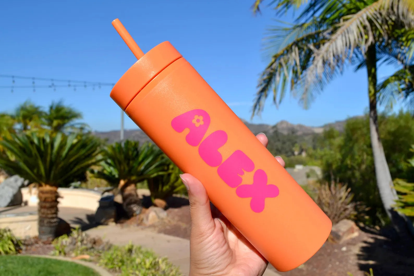 Custom Orange Pink Blue Retro Skinny Tumblers