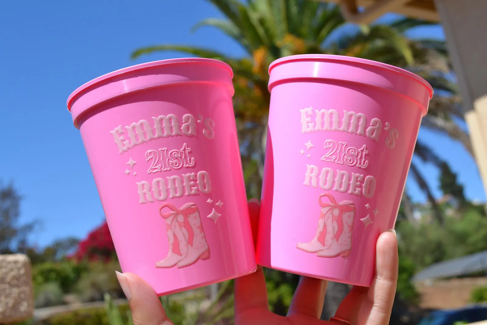 Custom Pink Rodeo Birthday Party Cups