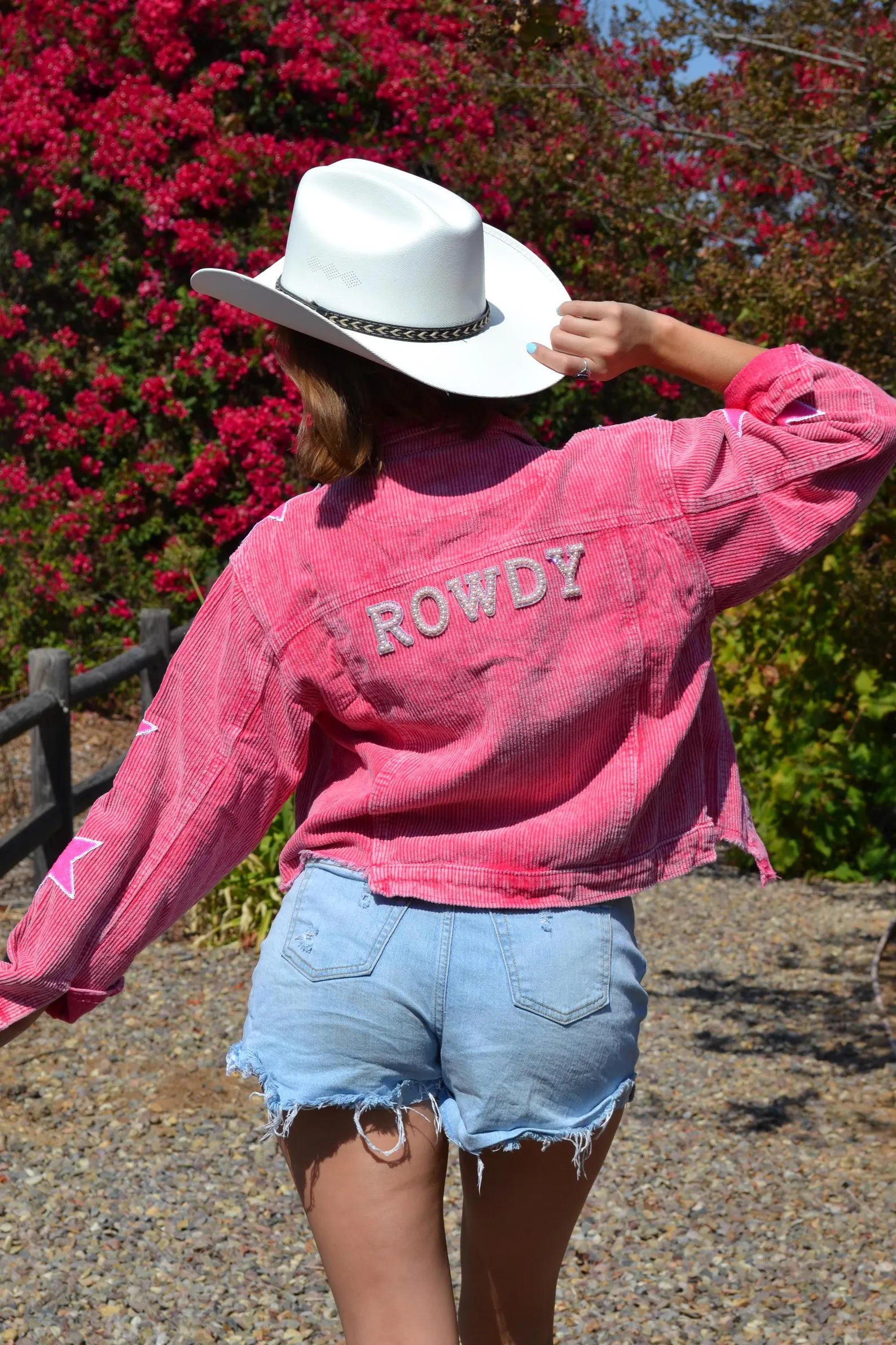 Custom Pink Corduroy Cowgirl Star Jacket