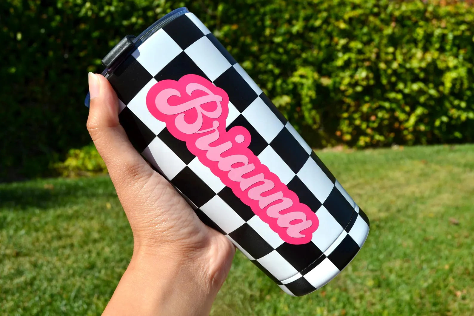 Custom Checkered Stainless Steel Water Bottle