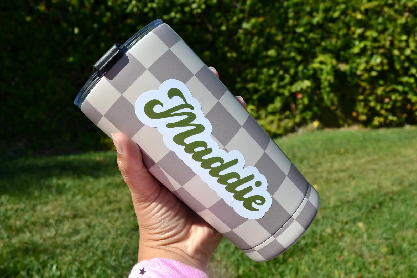 Custom Checkered Stainless Steel Water Bottle