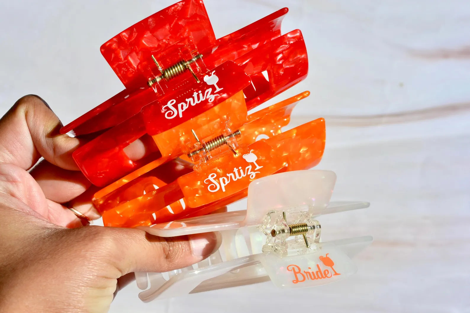 Custom Orange and Red Aperol Spritz Hair Claws