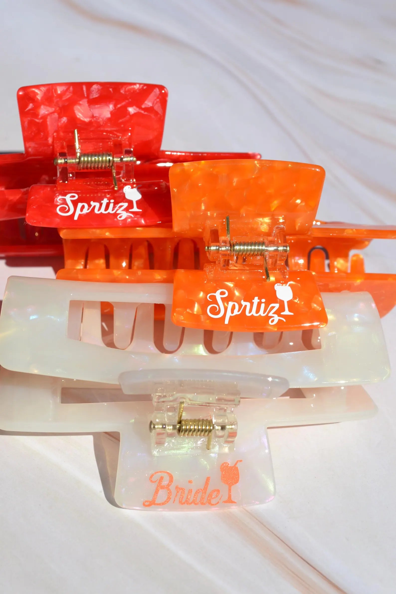 Custom Orange and Red Aperol Spritz Hair Claws